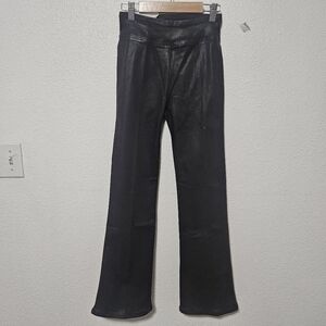 NWT Frame denim jet set crop mini boot coated chocolate brown pants